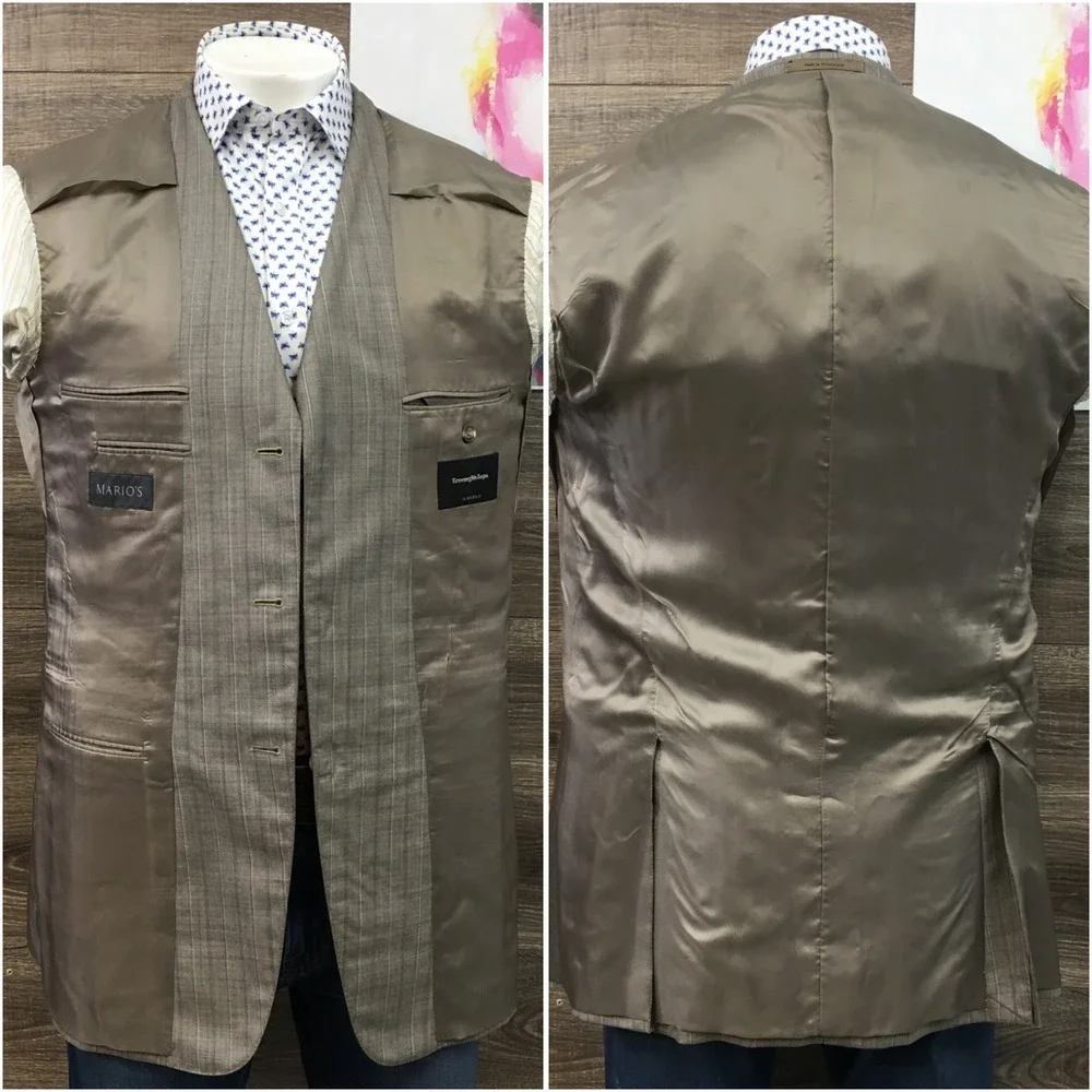 ZEGNA 15 MILMIL 15 Mens Wool Suit Jacket Blazer Sport Coat Casual Size 42L Brown